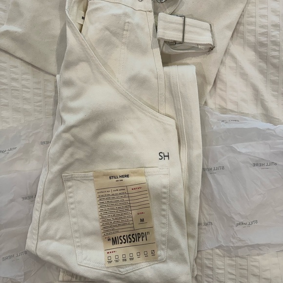 Brand New Still Here White Missisipi Overalls - Picture 3 of 5